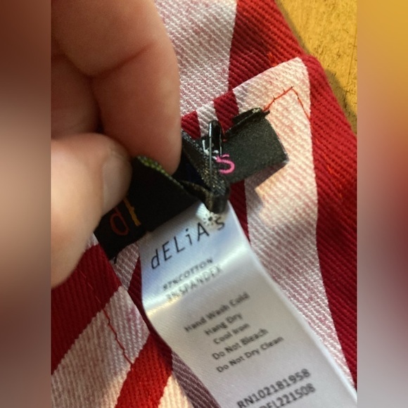 Dolls Kill Red and White Stripe Denim Halter Crop Bra top - Picture 7 of 11